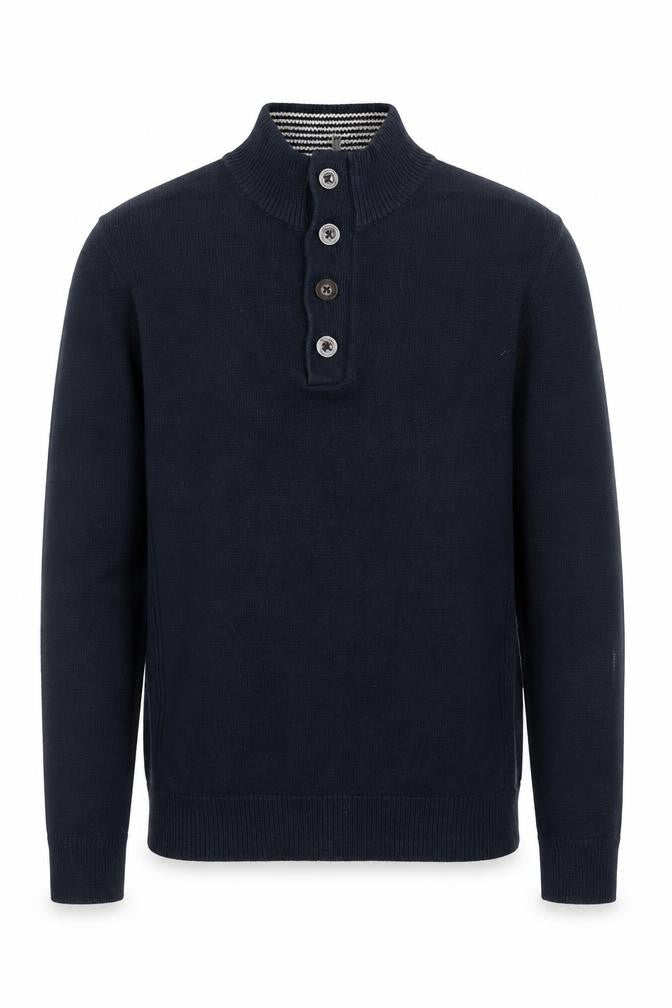 John Partridge Men's Blue Cotton Henley Jumper Size M