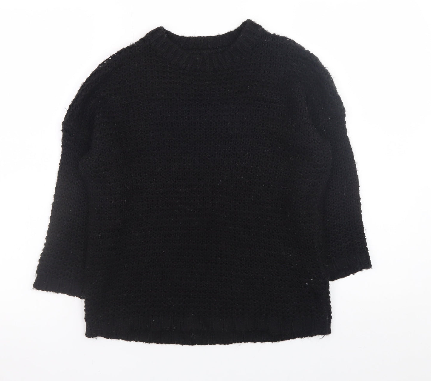 Twik Women's Black Chunky-Knit Acrylic Pullover Jumper XS