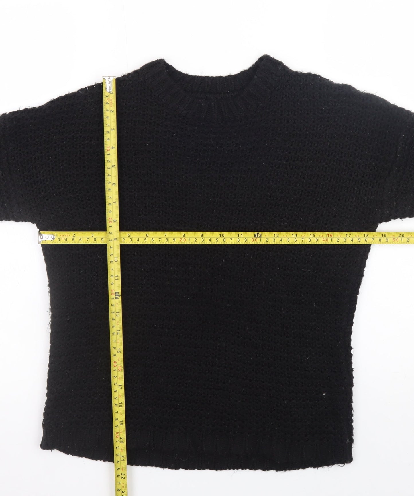Twik Women's Black Chunky-Knit Acrylic Pullover Jumper XS