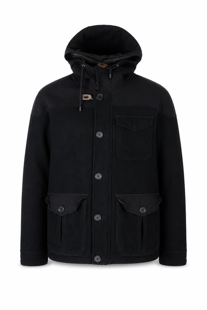 Next Men’s Black Wool Blend Hooded Parka Jacket L Classic Outdoor