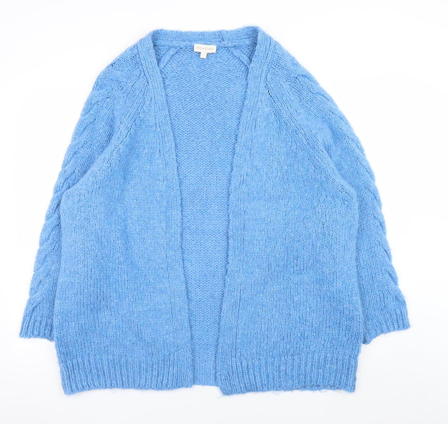 Monsoon Women Blue Cable-Knit Open Cardigan Medium