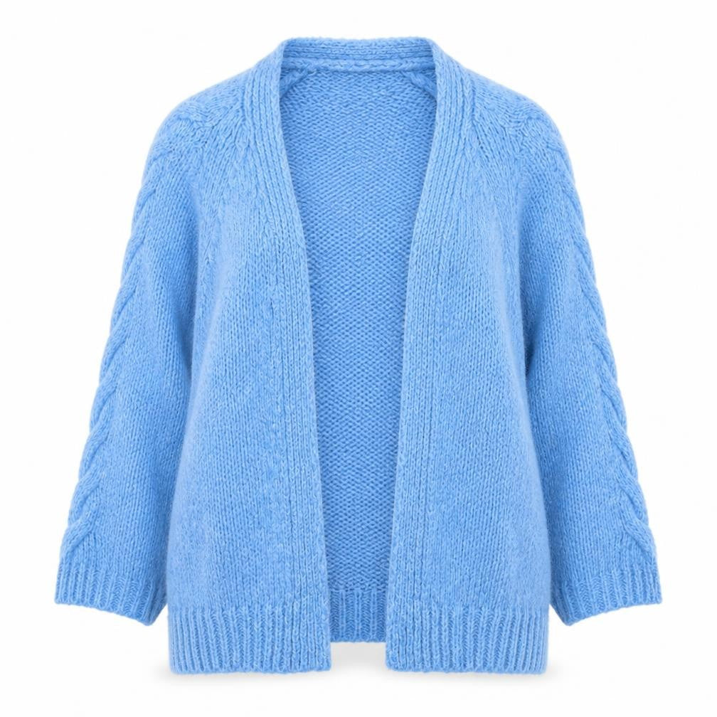 Monsoon Women Blue Cable-Knit Open Cardigan Medium