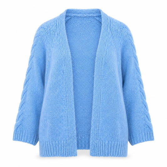 Monsoon Women Blue Cable-Knit Open Cardigan Medium