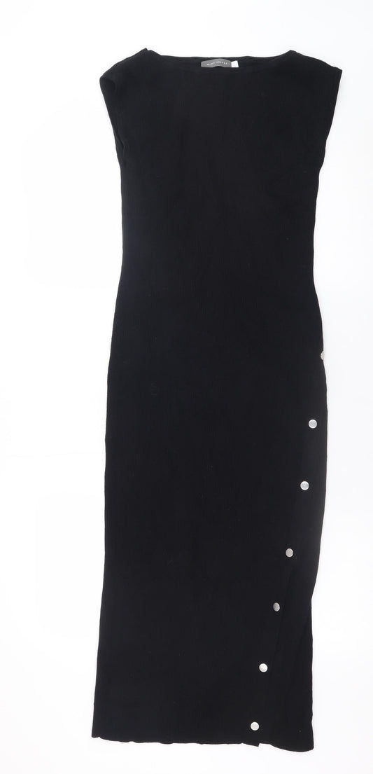 Mint Velvet Women Black Midi Bodycon Knit Dress Size S