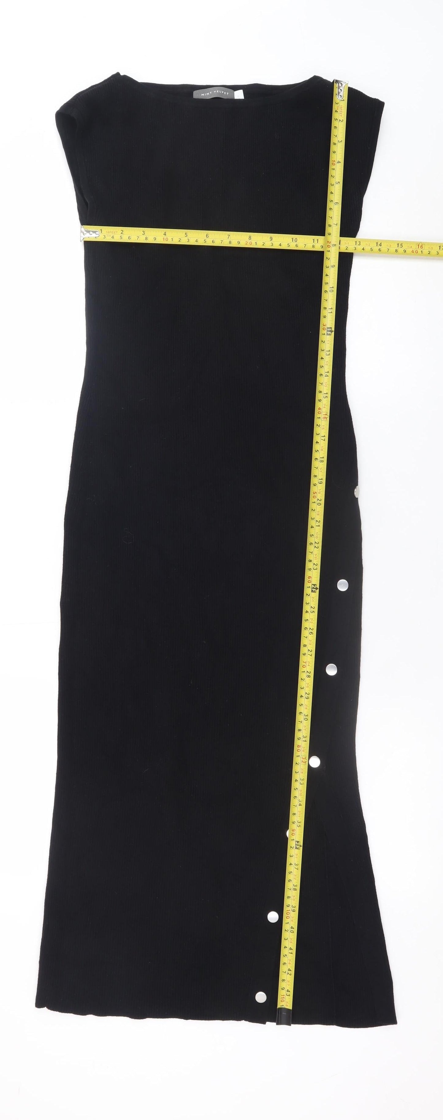 Mint Velvet Women Black Midi Bodycon Knit Dress Size S