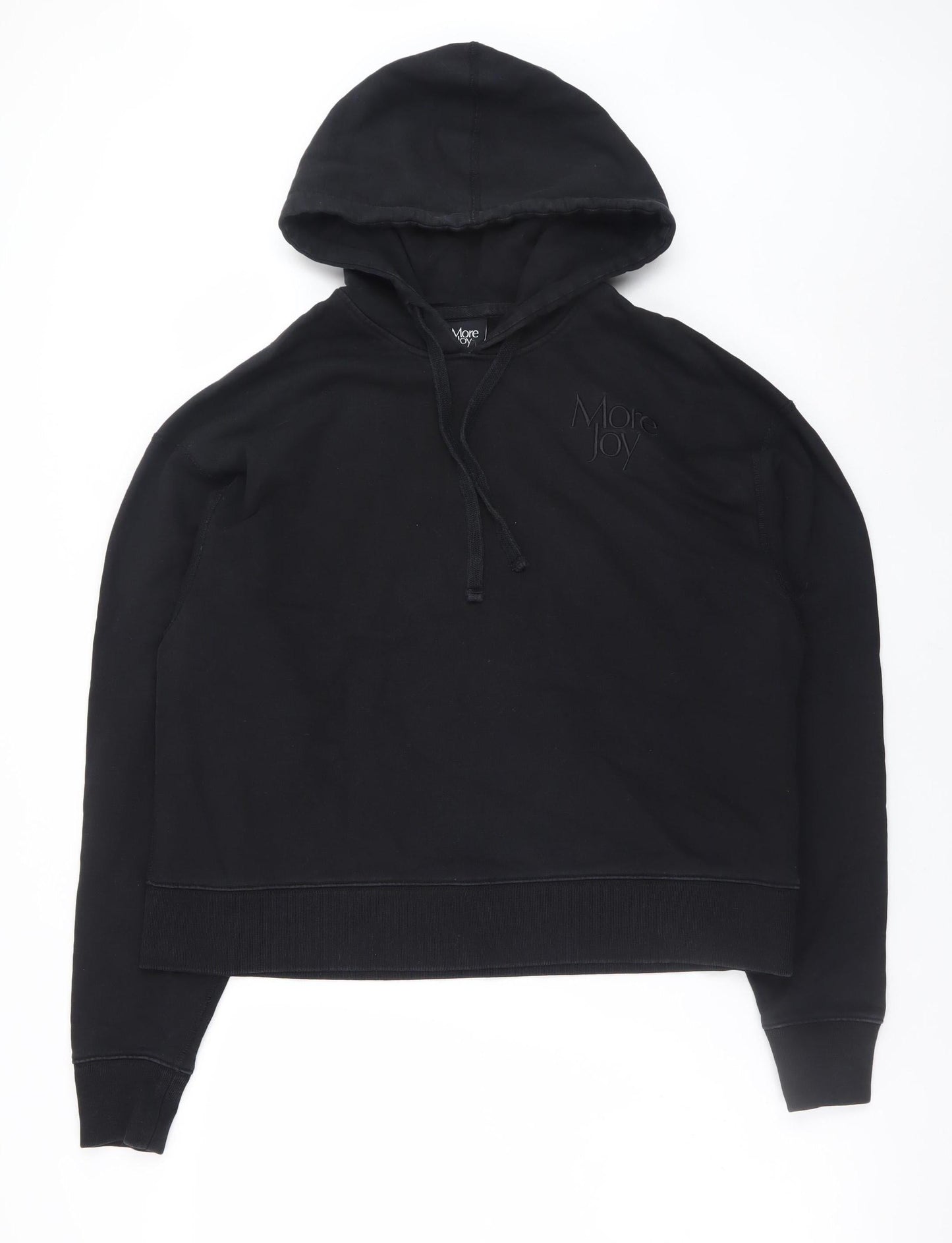 More Joy Men's Black Pullover Hoodie Size M Designer Logo Fleece