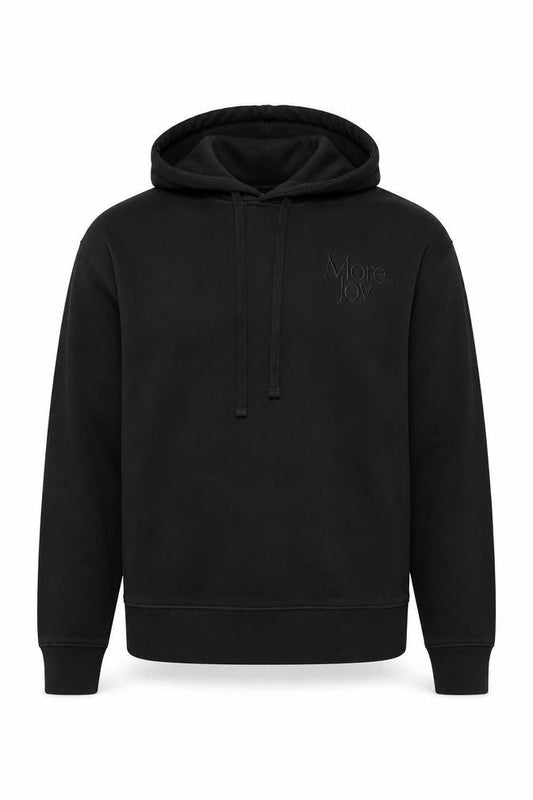 More Joy Men's Black Pullover Hoodie Size M Designer Logo Fleece