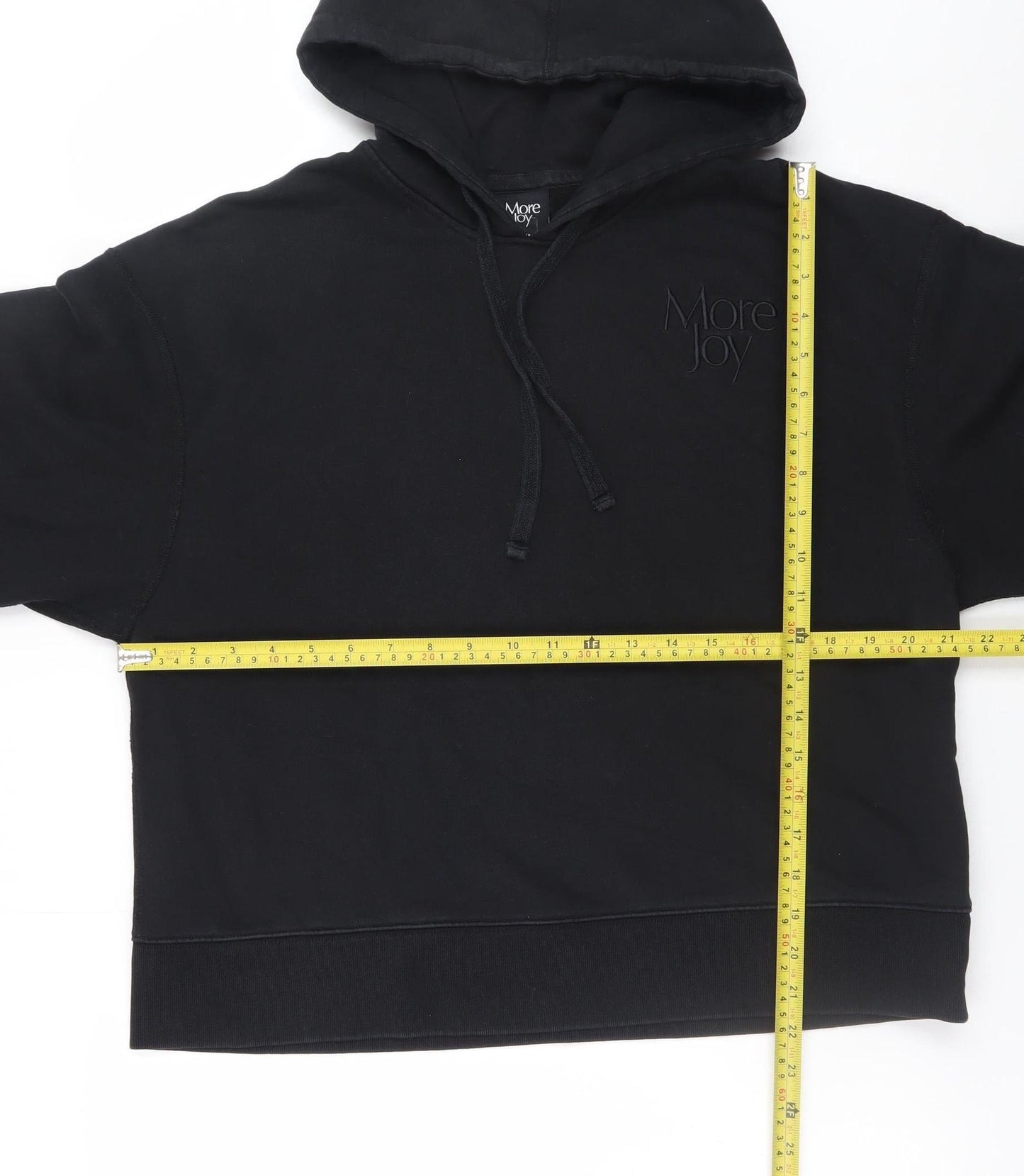 More Joy Men's Black Pullover Hoodie Size M Designer Logo Fleece