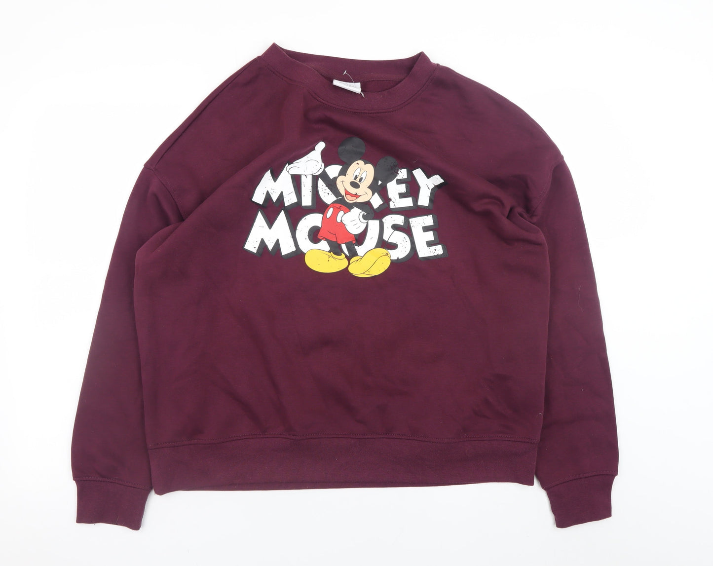Primark Women’s Burgundy Mickey Mouse Sweatshirt Size L Cotton Blend