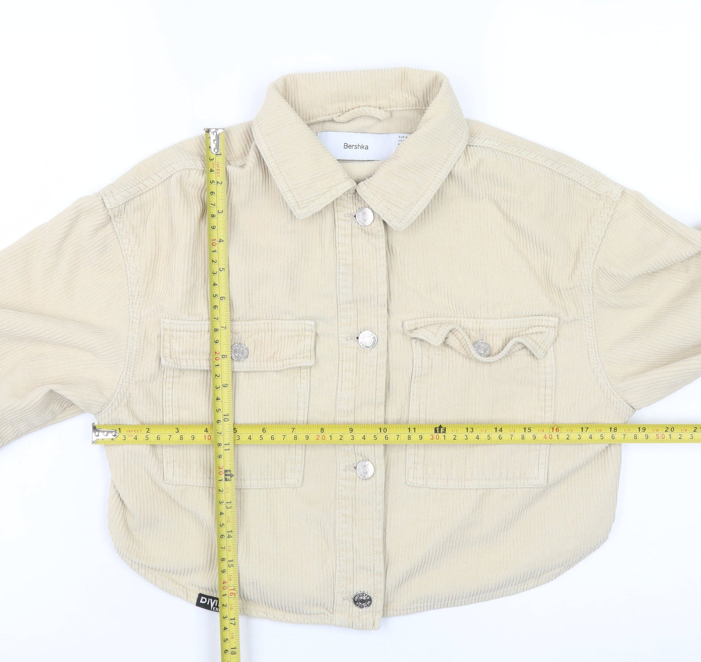 Bershka Womens Beige Corduroy Cropped Jacket XS