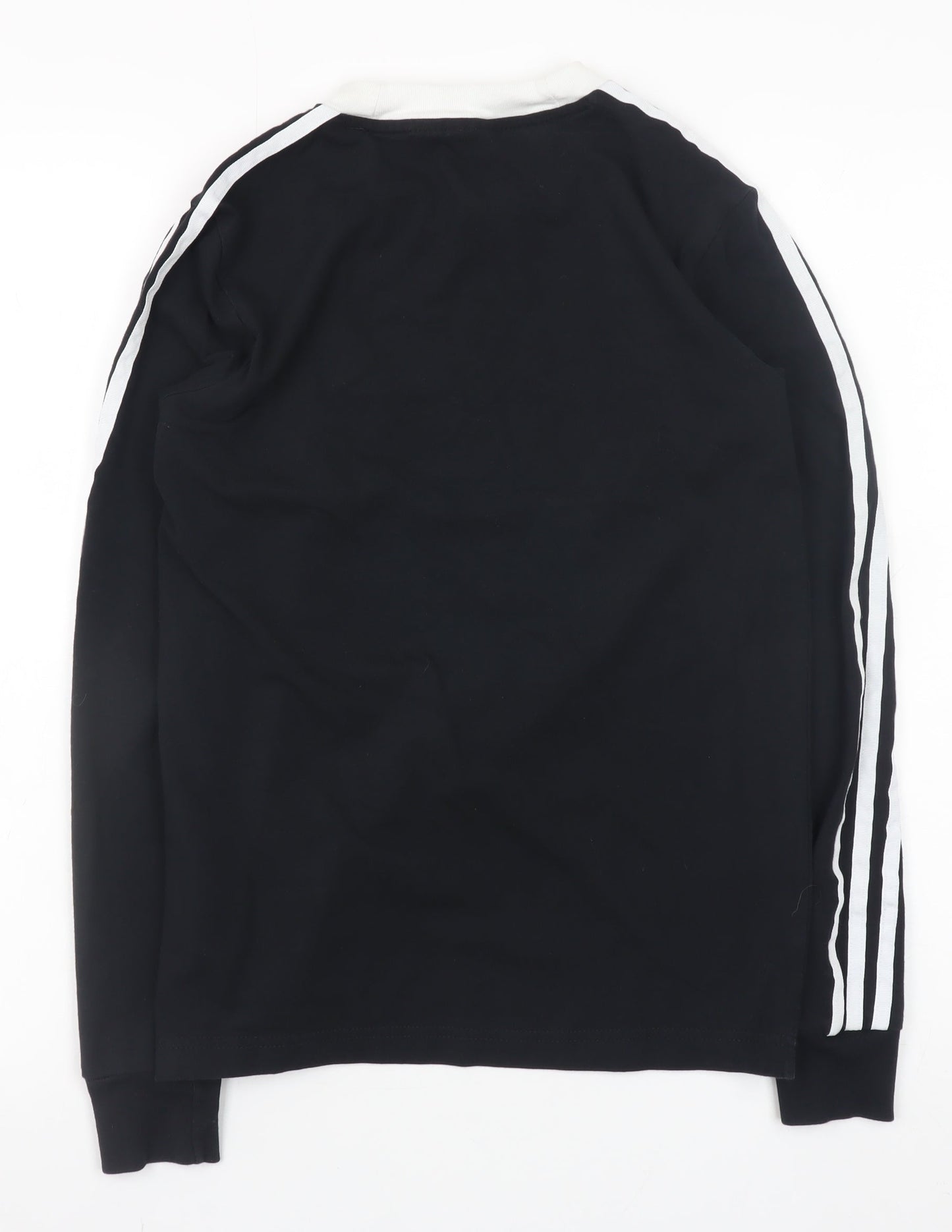 Adidas Women's Black Long Sleeve 3-Stripes Crew Neck T-Shirt XS