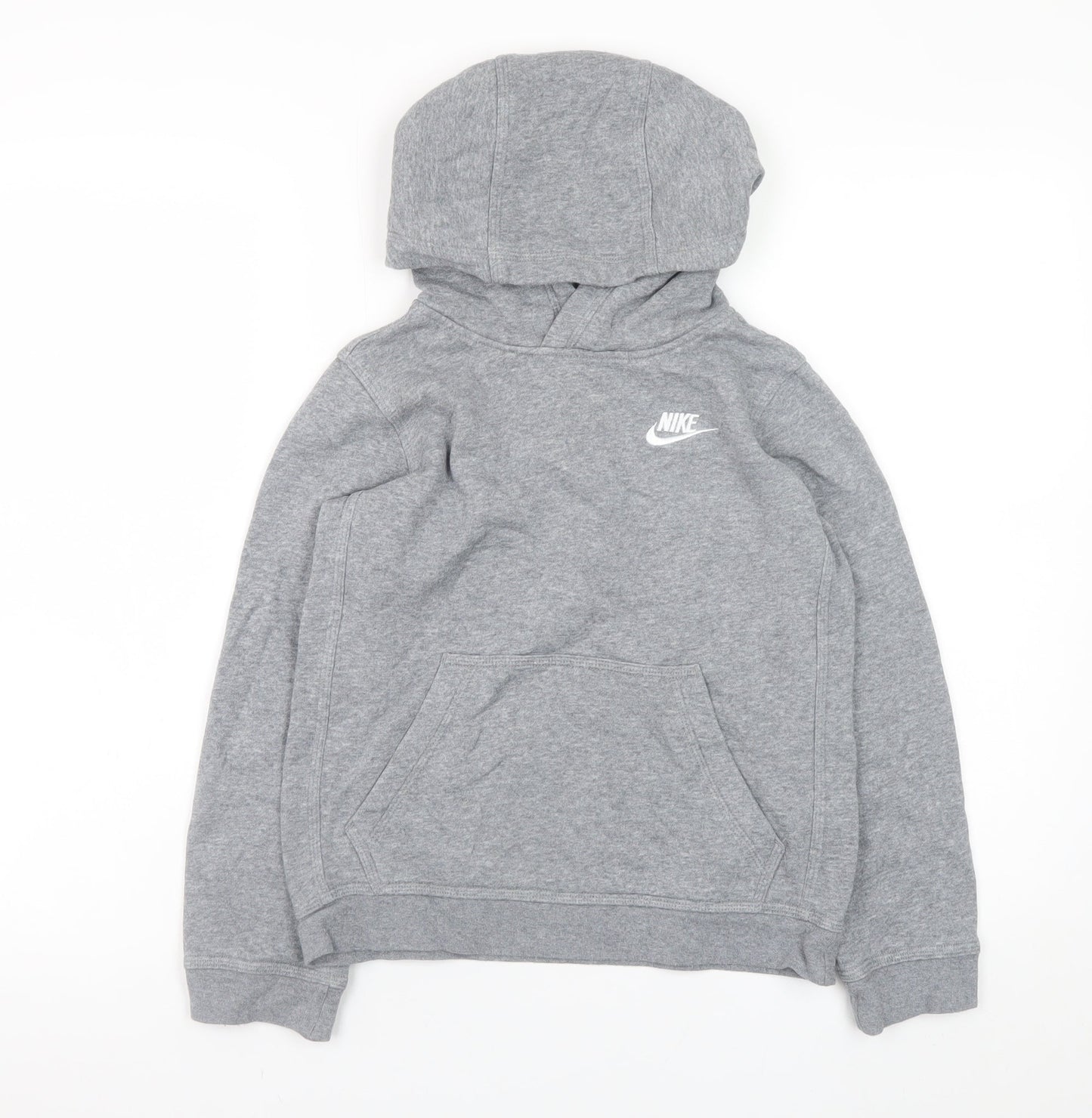 Nike Boys Grey Pullover Fleece Hoodie Size 8-9 Years Hooded Sweatshirt