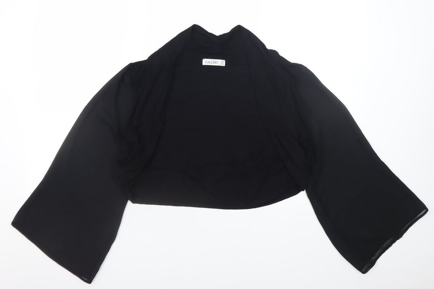Gallery Women Black Size 16 Kimono Sleeve Cropped Wrap Top