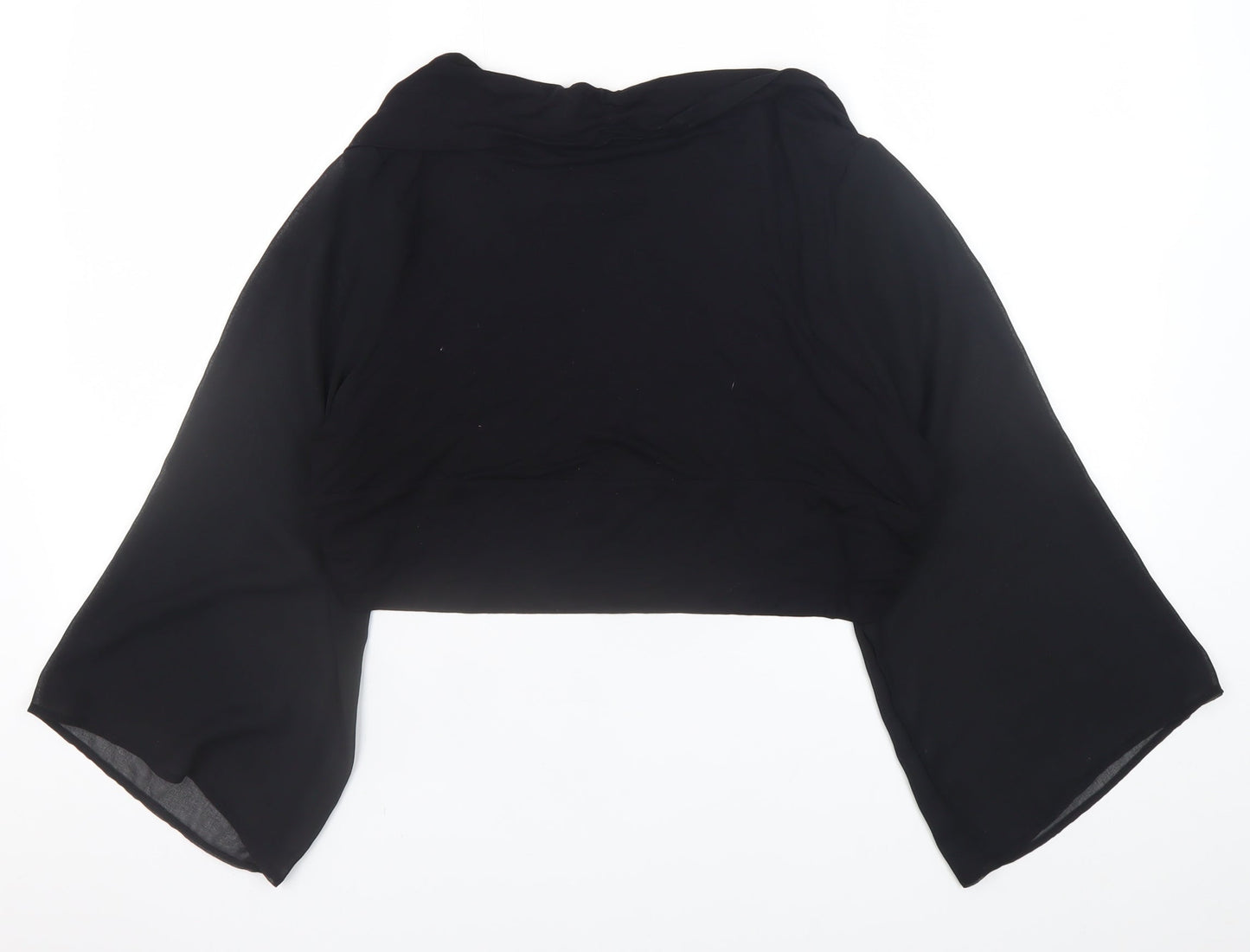 Gallery Women Black Size 16 Kimono Sleeve Cropped Wrap Top