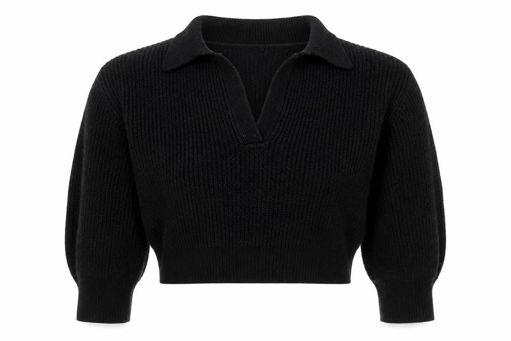 Cotton On Women's Black Collared Henley Knit Jumper Size S