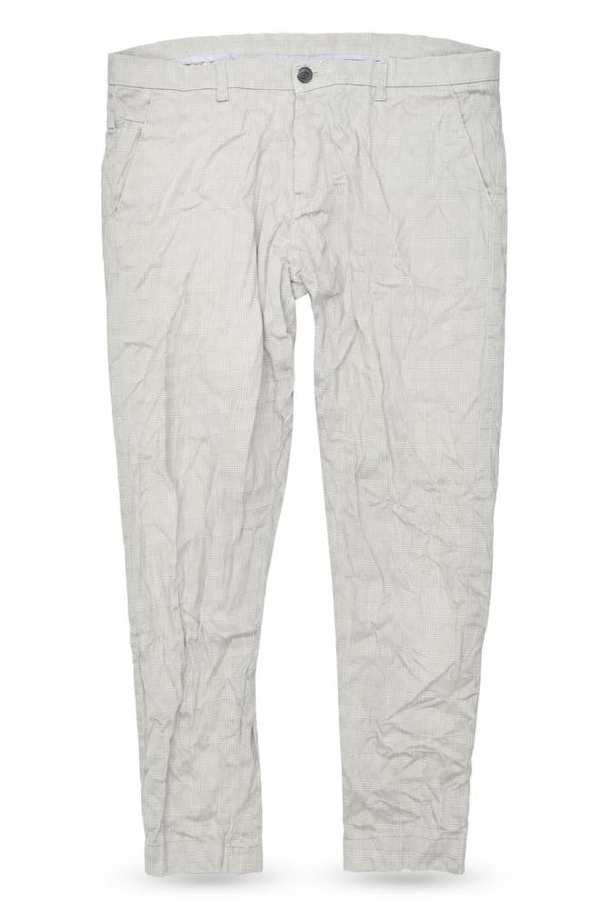 Saffron Premium Men's Beige Check Chino Trousers Size 38 Regular Fit