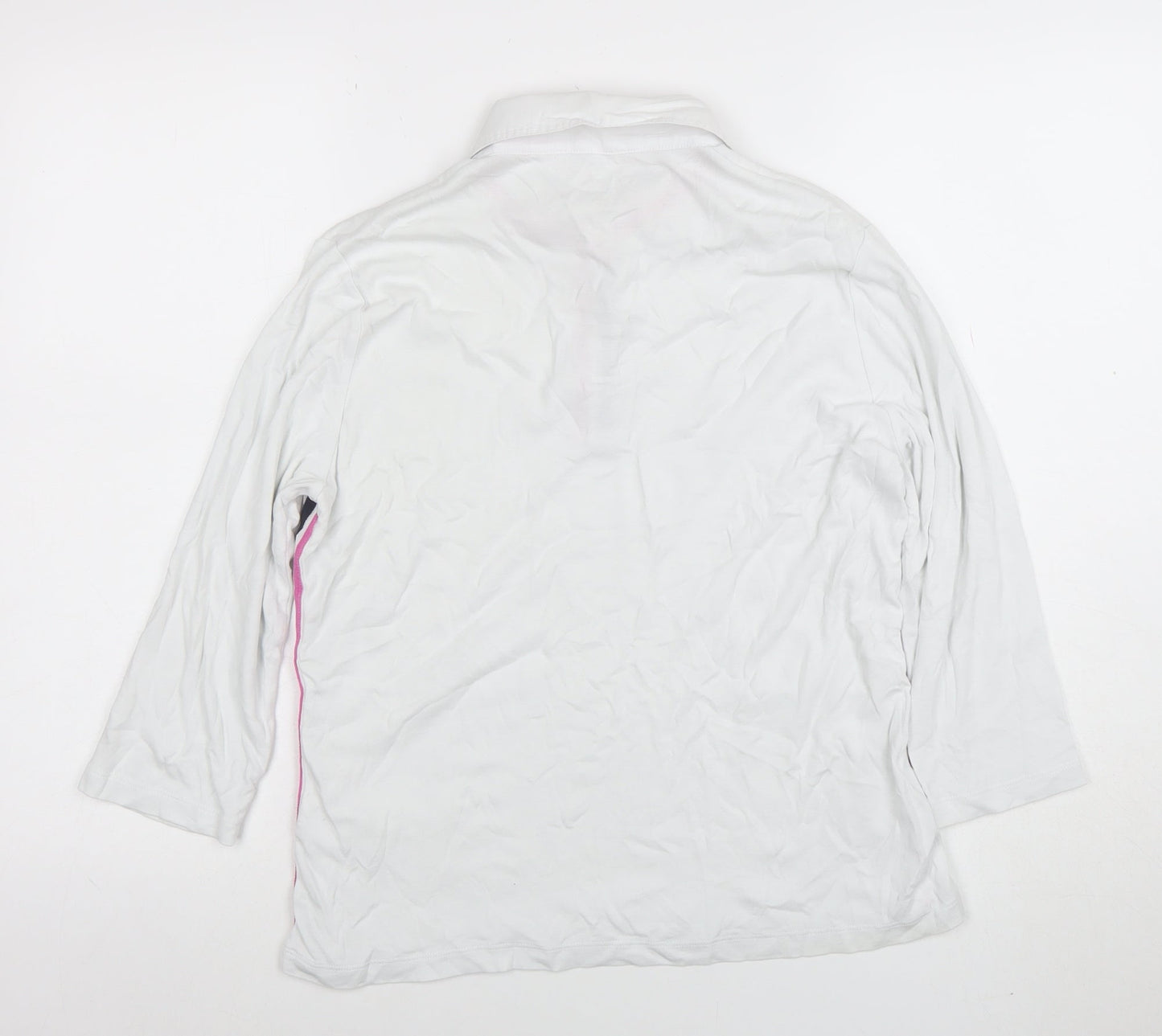 Pamela Femme Beverly Hills Womens White Polo Shirt UK 18 3/4 Sleeve Cotton