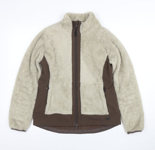 Horze Women's Beige Softshell Fleece Jacket Size 12 Zip Outdoor Warm