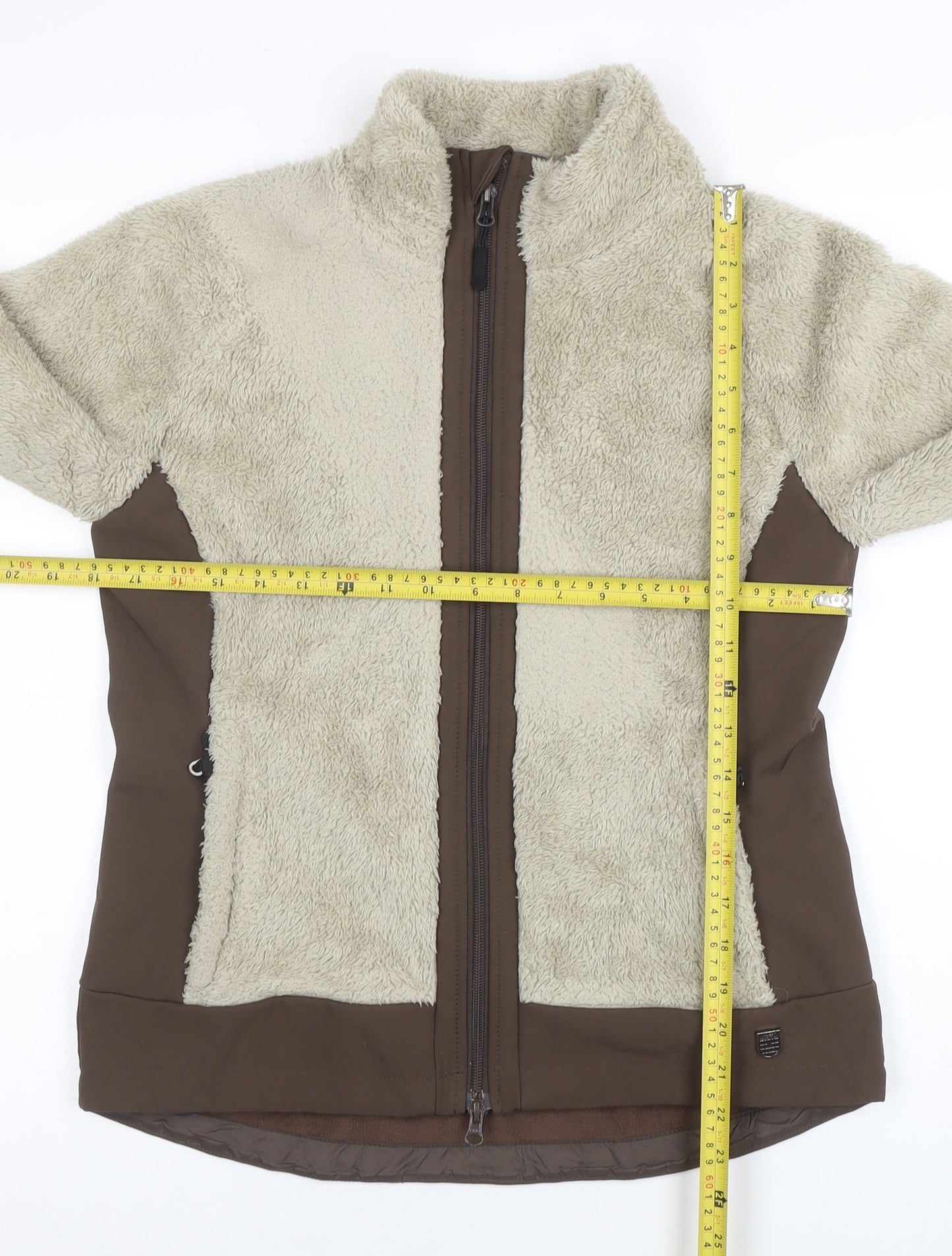 Horze Women's Beige Softshell Fleece Jacket Size 12 Zip Outdoor Warm