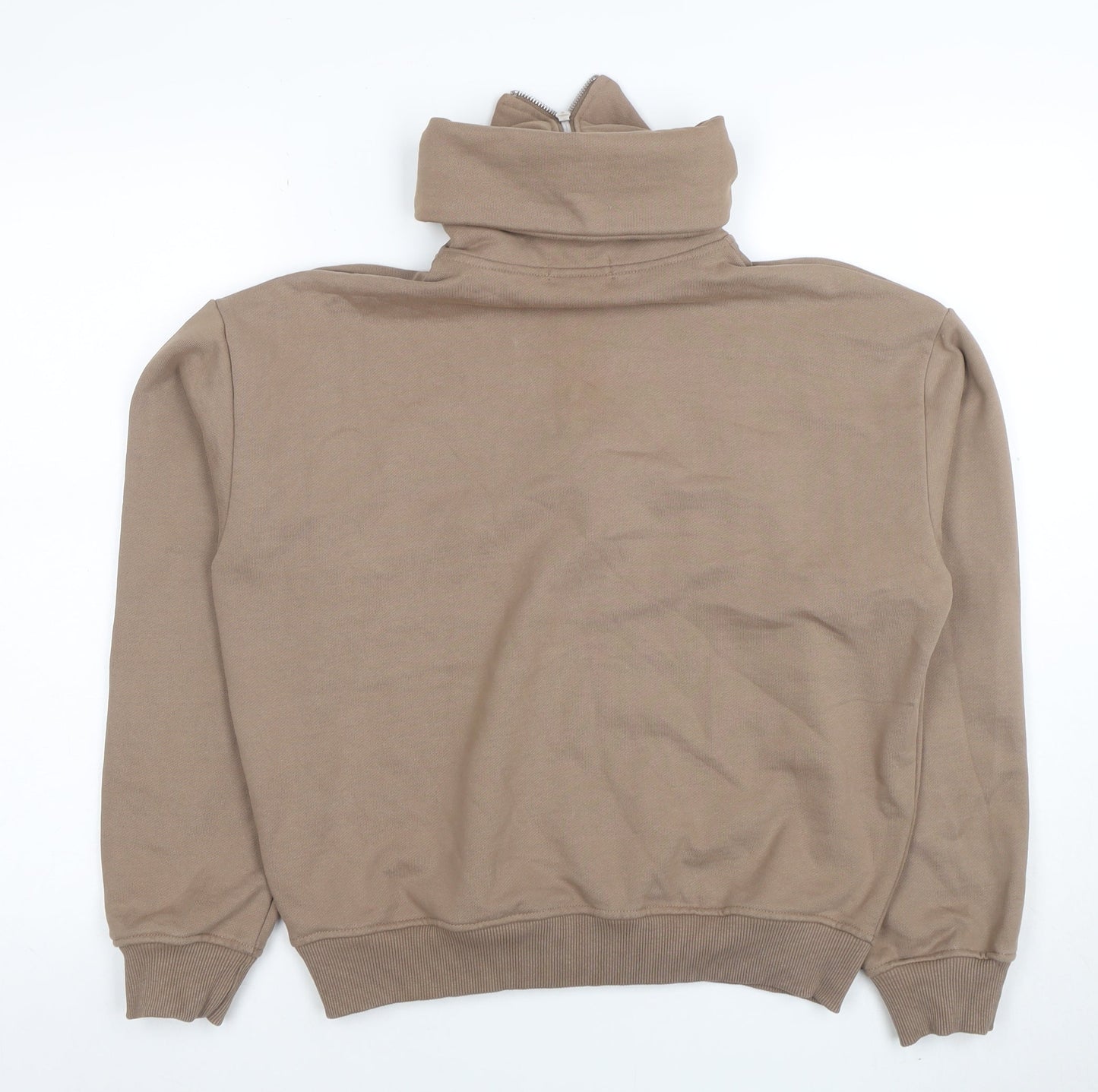 PrettyLittleThing Women Beige 1/4 Zip Pullover Sweatshirt XS