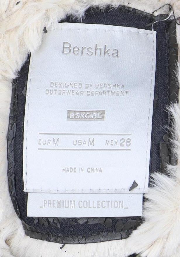 Bershka Women Green Faux Fur Hooded Parka Jacket Size 10