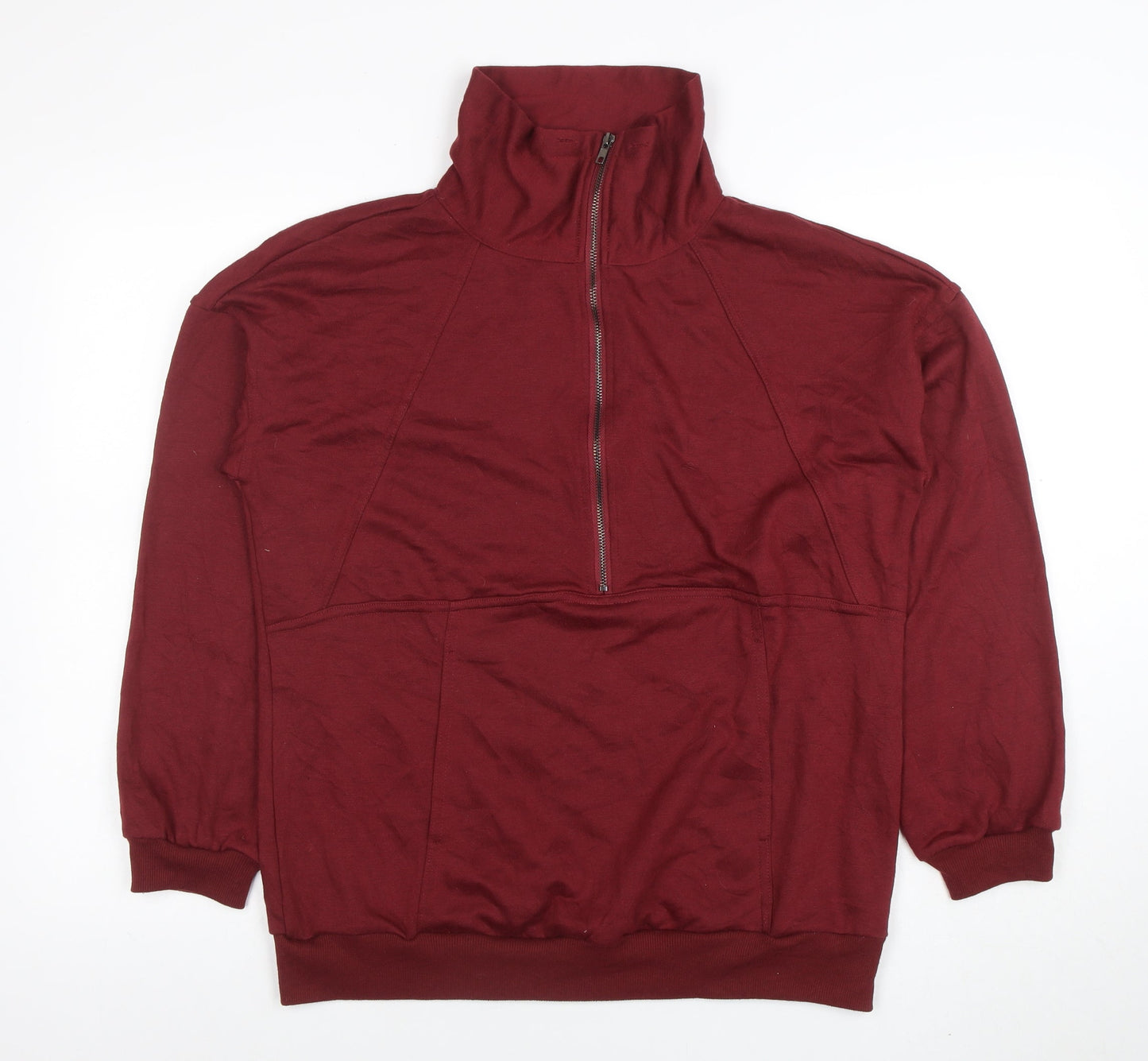PrettyGarden Men’s Red Half Zip High Neck Sweatshirt Size M