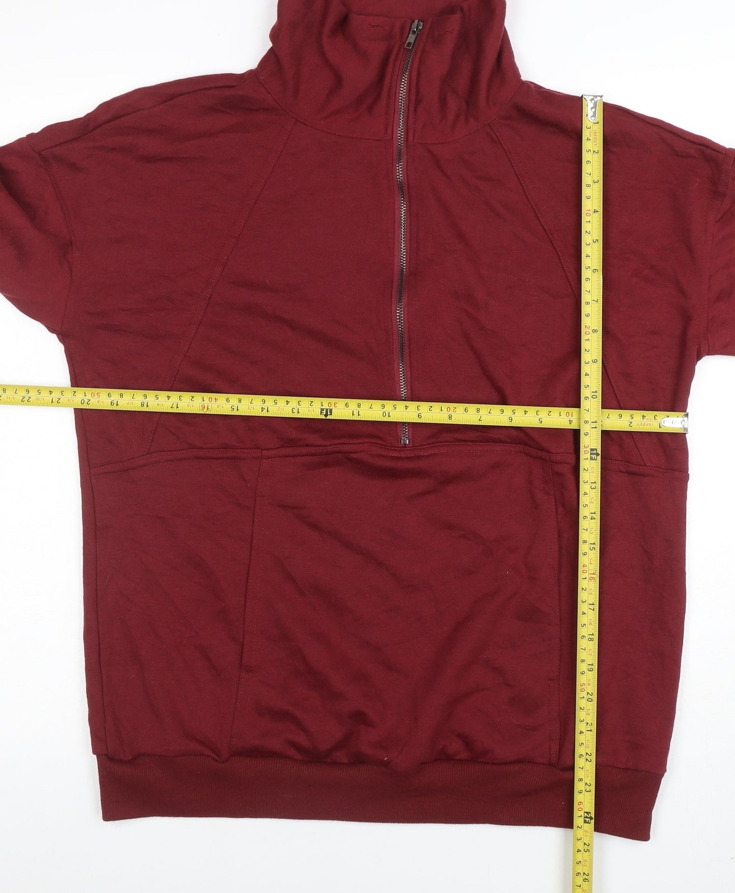 PrettyGarden Men’s Red Half Zip High Neck Sweatshirt Size M