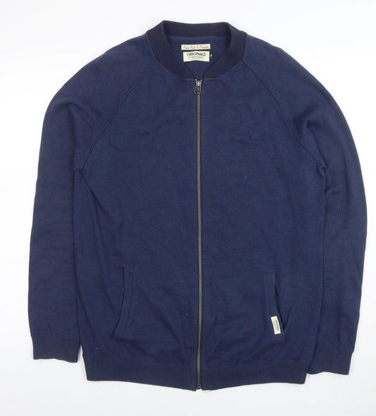 Jack & Jones Men's Blue Full Zip Cotton Blend Sweatshirt M