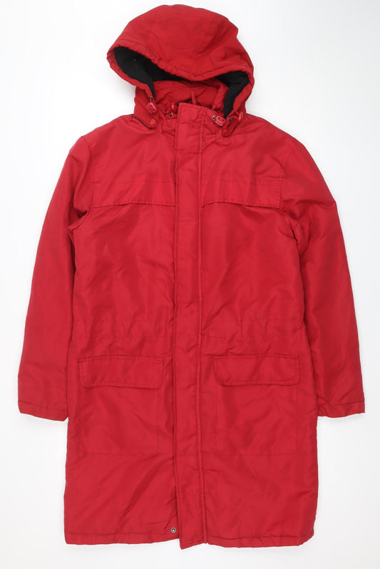 Cotton Traders Women’s Red Parka Jacket Size S Hooded Water Resistant