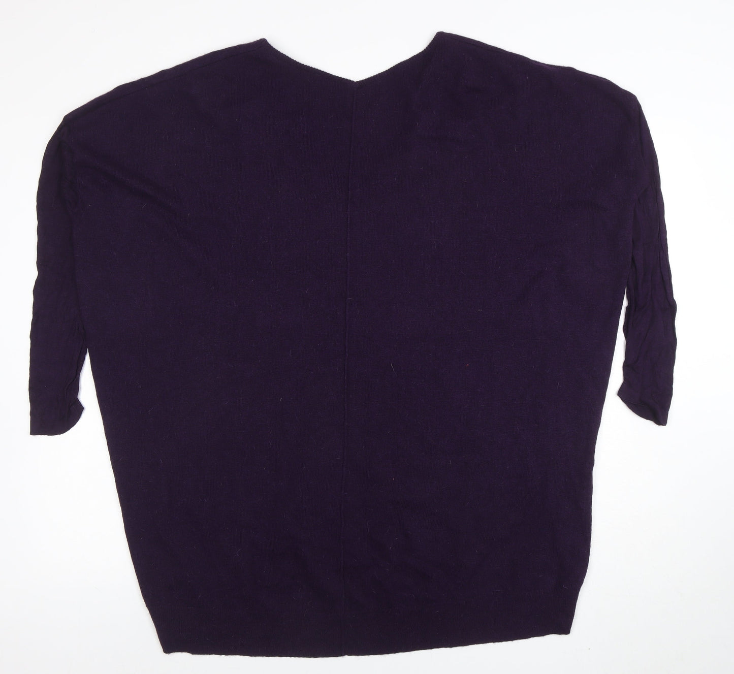 Topshop Women’s Purple V-Neck Relaxed Fit 3/4 Sleeve Knit Jumper Size 16