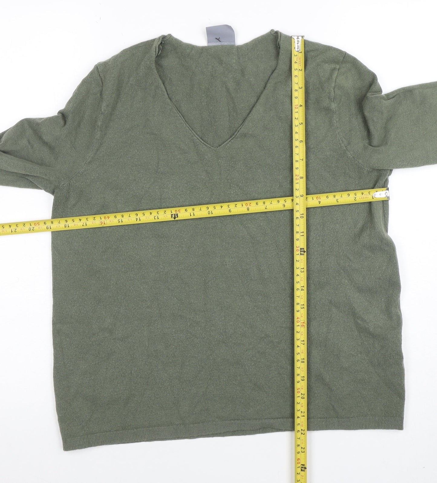 DREAMS Womens Green V-Neck Long Sleeve Pullover Jumper M/L