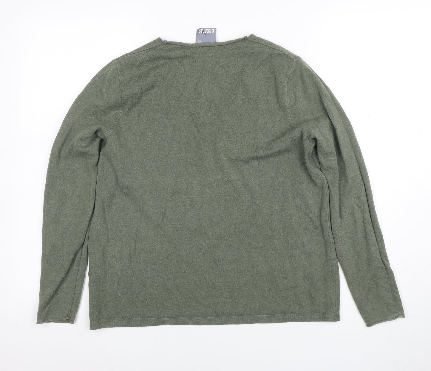 DREAMS Womens Green V-Neck Long Sleeve Pullover Jumper M/L