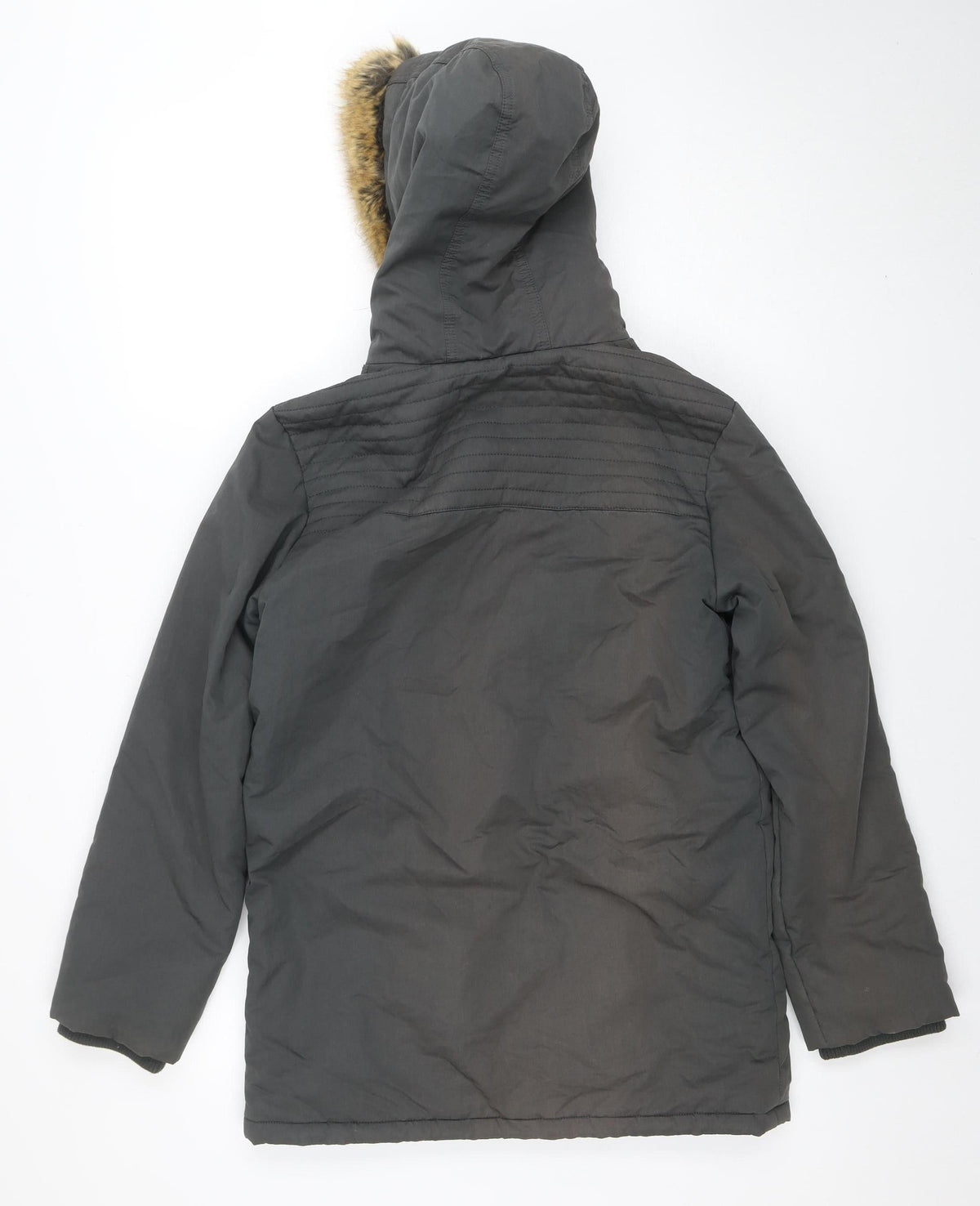FatFace Girls Grey 12-13 Years Hooded Faux Fur Trim Winter Parka Coat