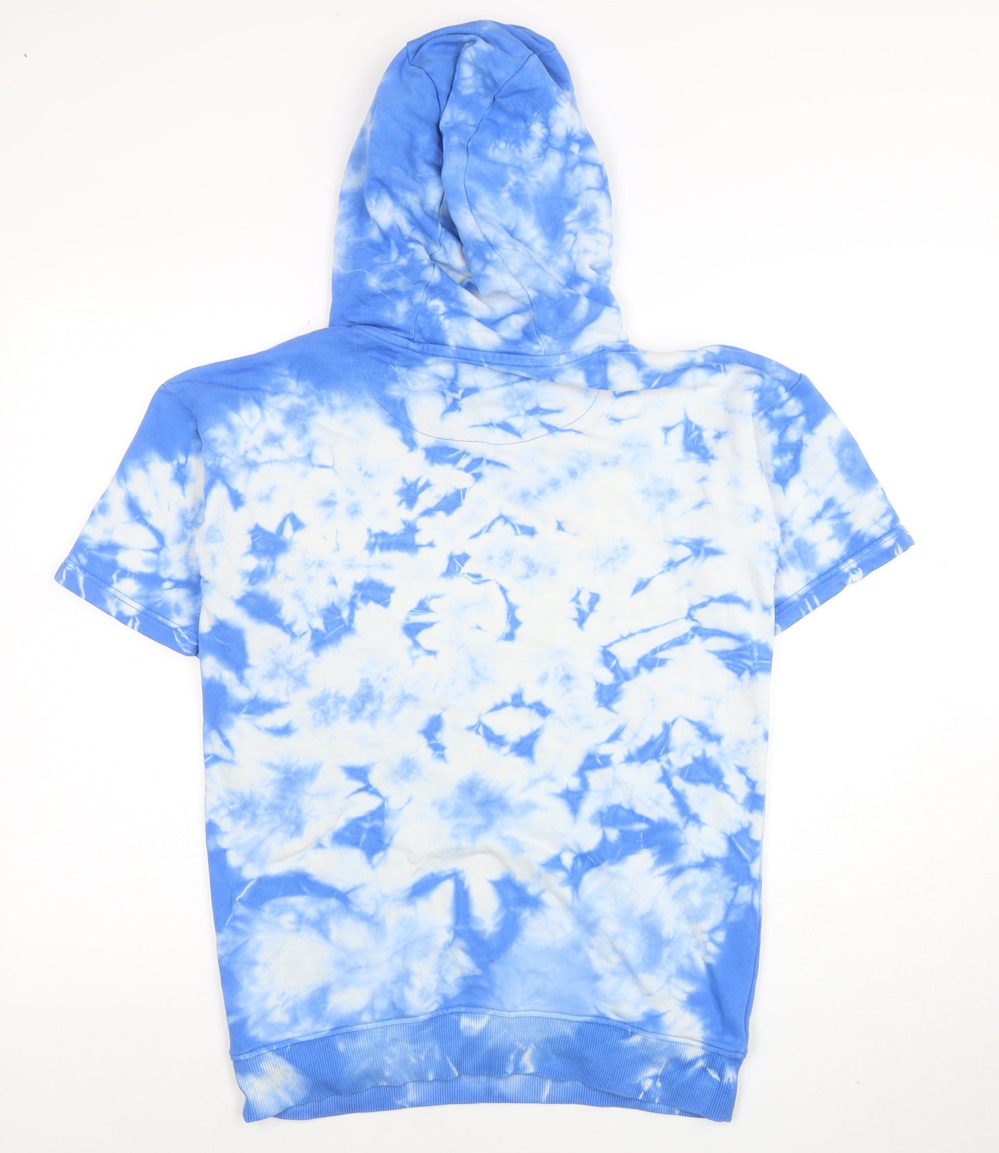 F&F Boys Blue Tie-Dye Short Sleeve Pullover Hoodie Age 13-14 Years