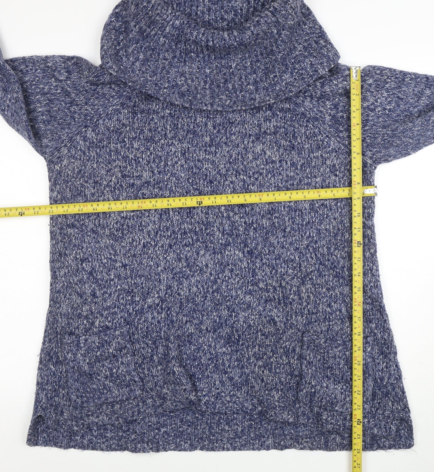 Marks and Spencer Women’s Blue Chunky Roll Neck Wool Jumper Size 18