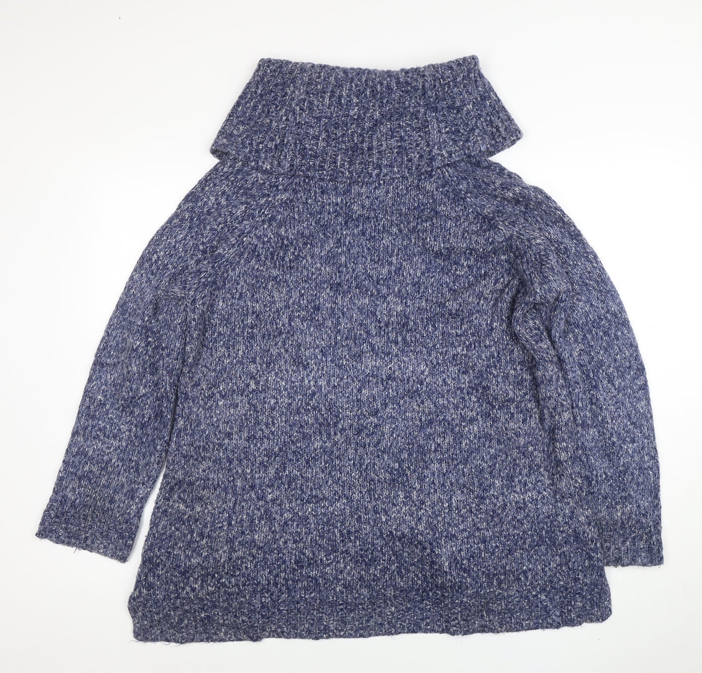 Marks and Spencer Women’s Blue Chunky Roll Neck Wool Jumper Size 18