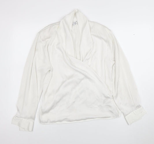 Gold by Michael H Women’s White Wrap Blouse Size 14 Long Sleeve