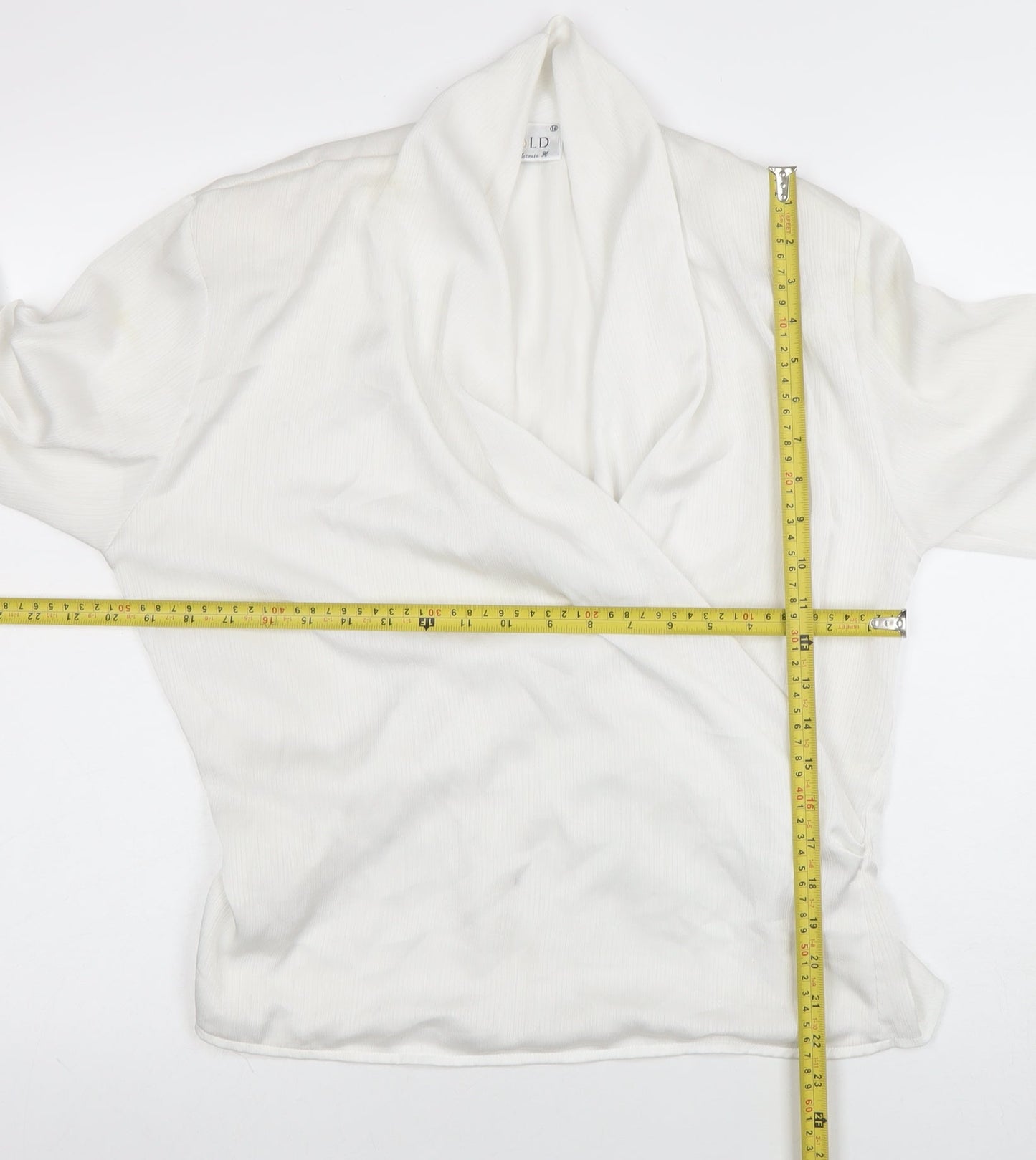 Gold by Michael H Women’s White Wrap Blouse Size 14 Long Sleeve