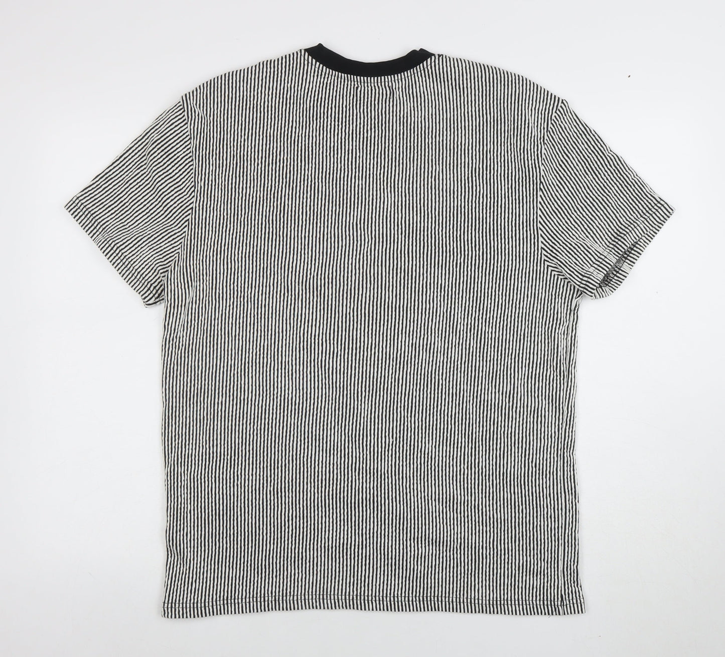 Primark Men's Grey Striped Short Sleeve Crew Neck T-Shirt Size M