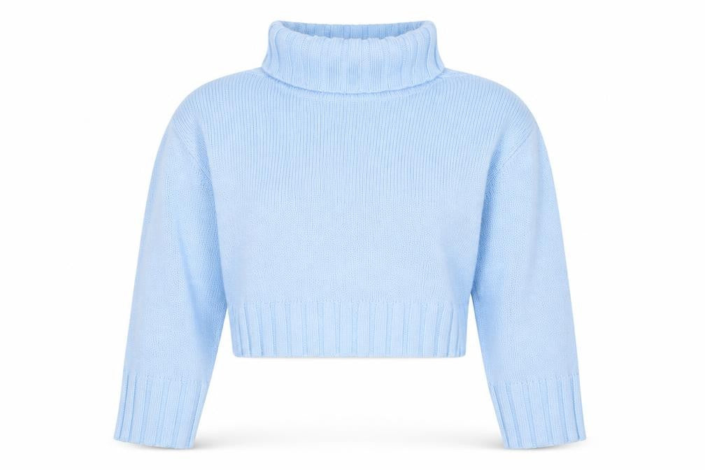 H&M Divided Women Blue Roll Neck Knit Jumper Size 10