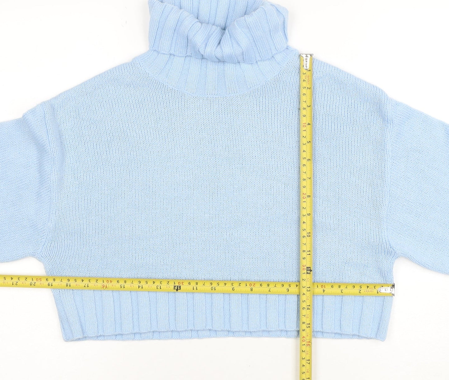 H&M Divided Women Blue Roll Neck Knit Jumper Size 10