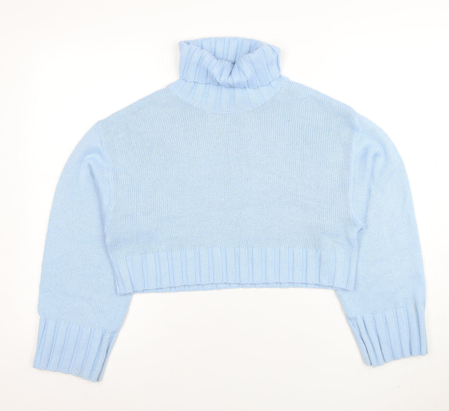 H&M Divided Women Blue Roll Neck Knit Jumper Size 10