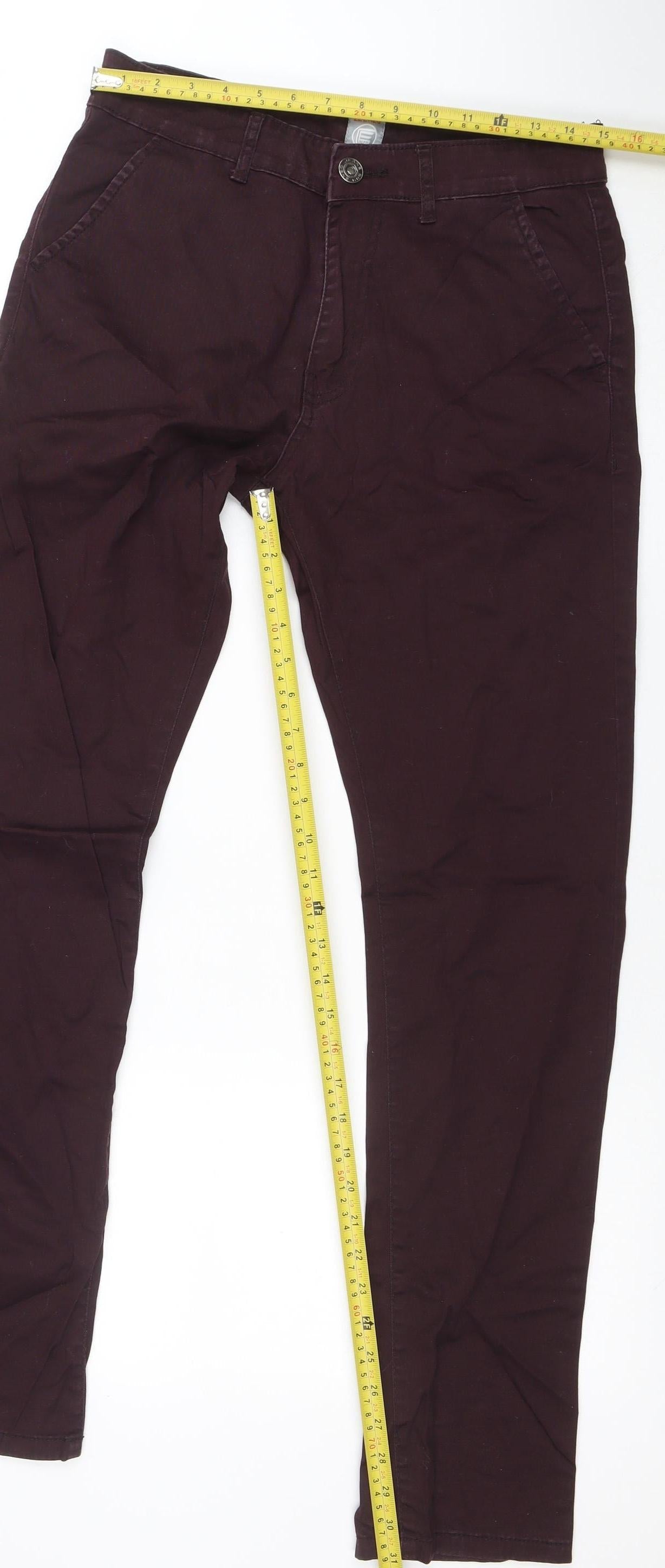Zeenzo Men's Brown 32R Straight Fit Stretch Jeans