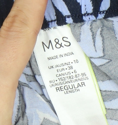 Marks and Spencer Women’s Blue Animal Print Wide-Leg Viscose Trousers Size 10