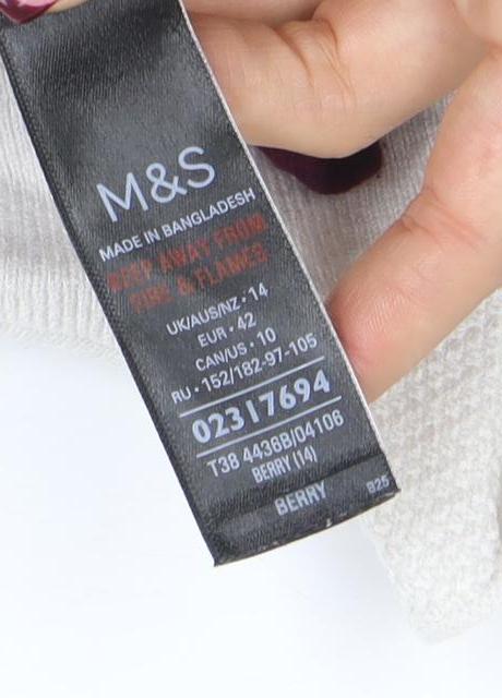 Marks and Spencer Women Berry & Cream High Neck Jumper Size 14