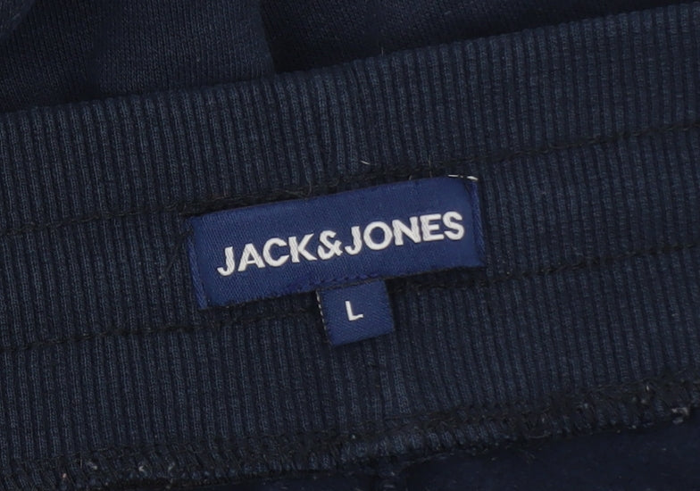 Jack & Jones Men's Blue Jogger Trousers L Regular Fit Fleece
