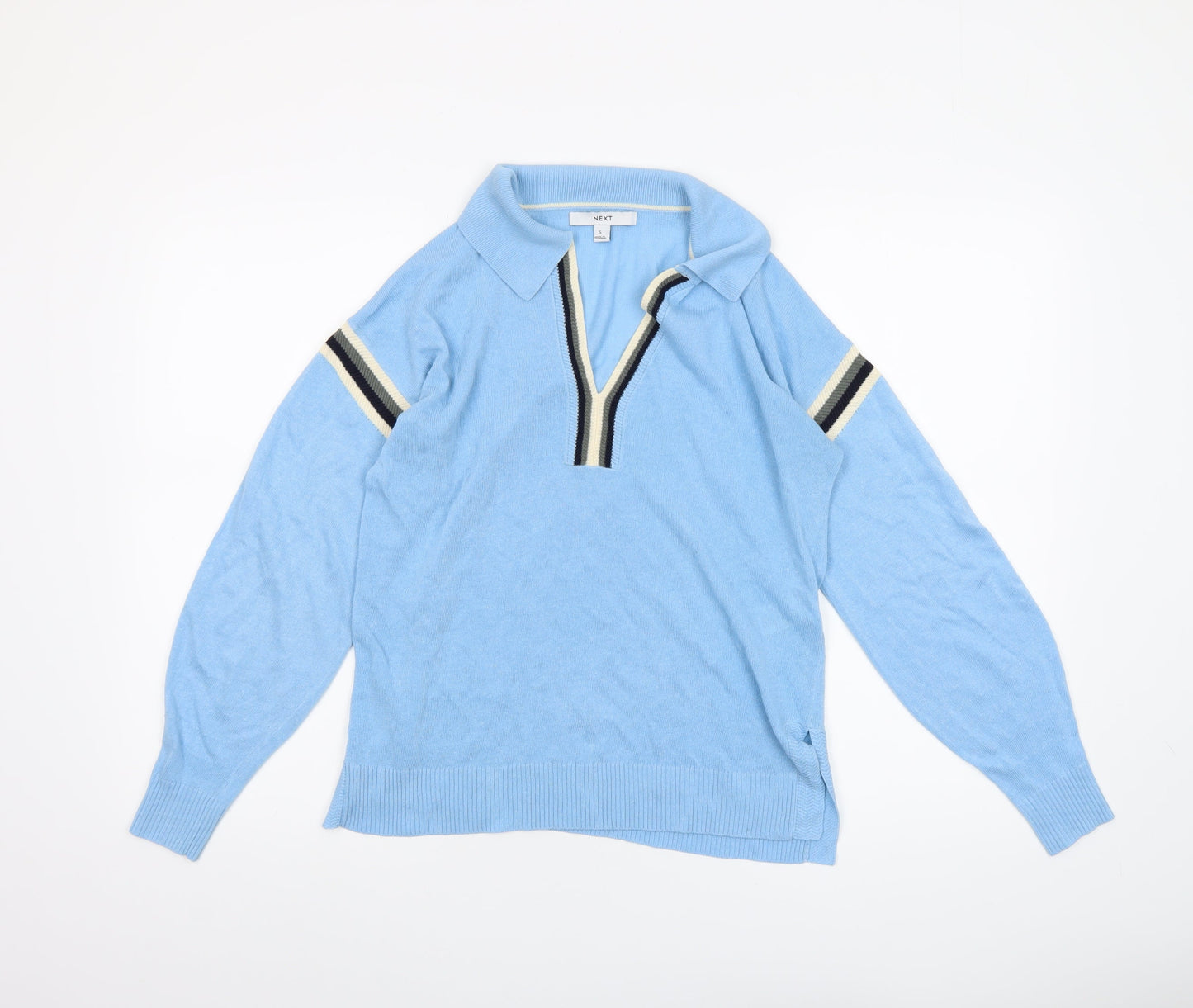 Next Women's Blue Collared Pullover Jumper Size S Lightweight Knit