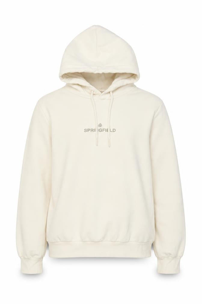 Springfield Women Ivory Pullover Hoodie Small Cotton Blend