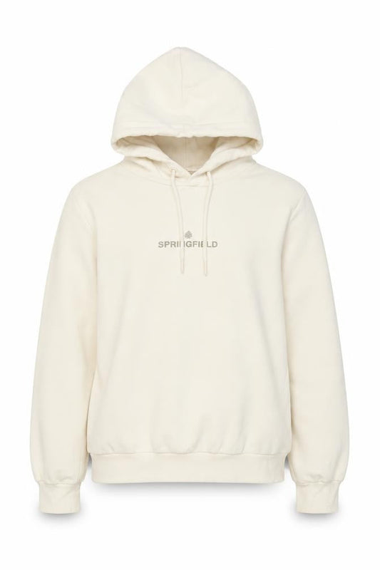 Springfield Women Ivory Pullover Hoodie Small Cotton Blend