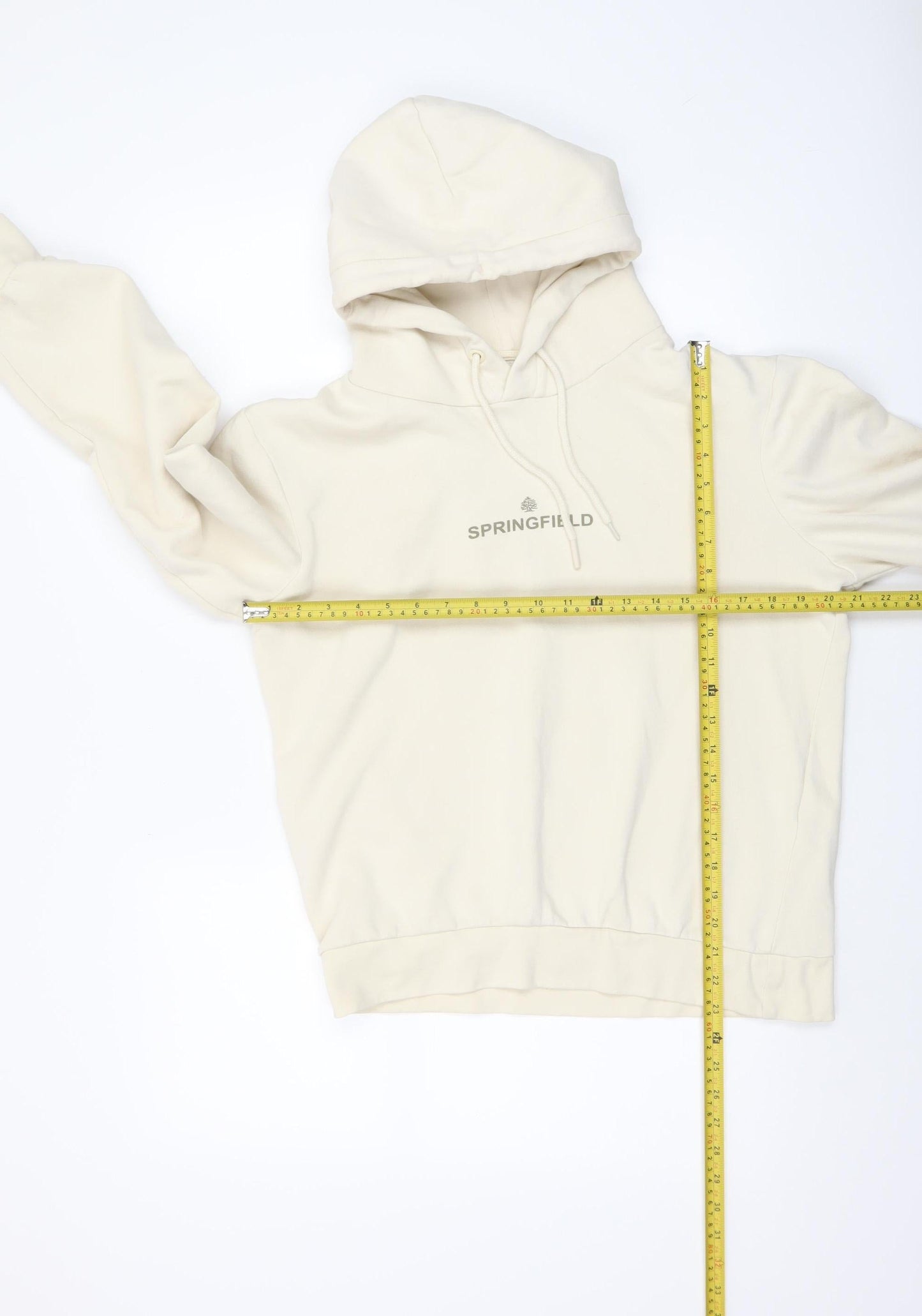 Springfield Women Ivory Pullover Hoodie Small Cotton Blend